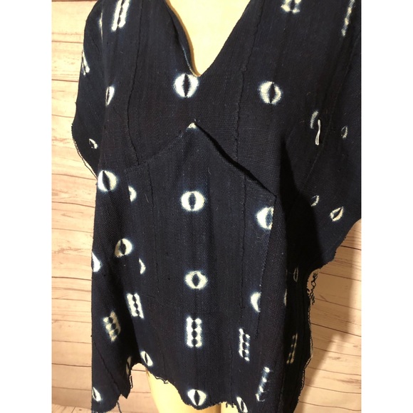 Urban Renewal dark denim tribal print open poncho - Picture 2 of 5